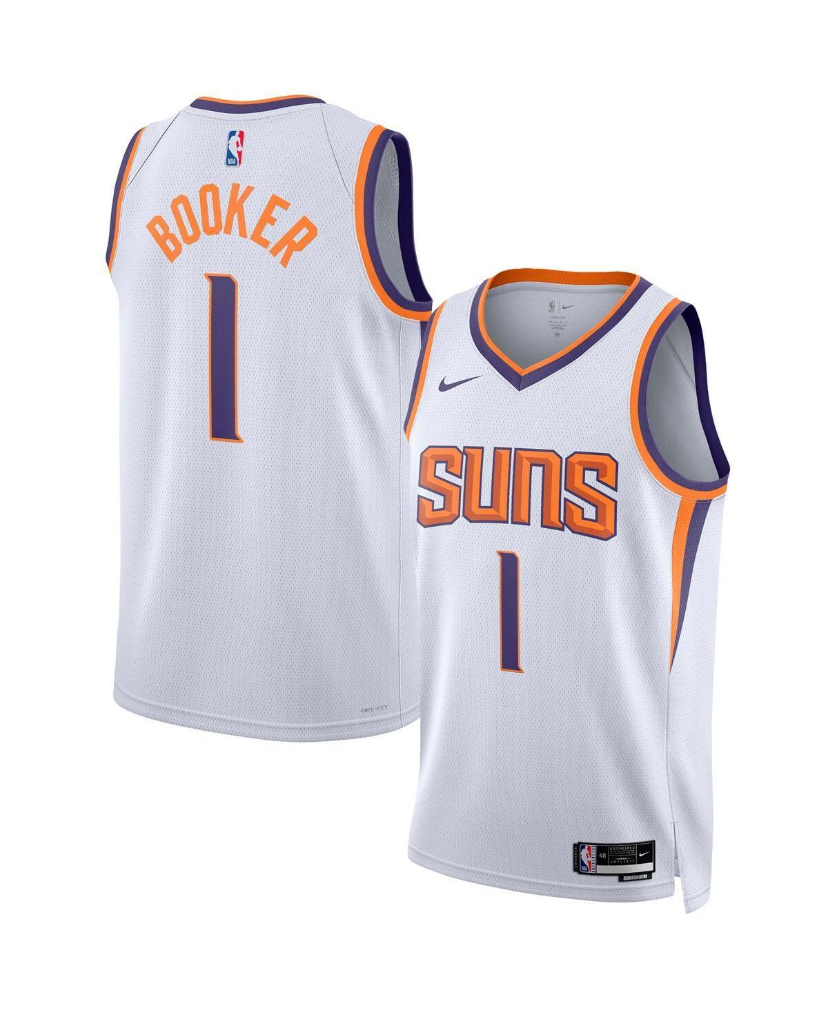 Mens and Womens Nike Devin Booker White Phoenix Suns Swingman Jersey - Association Edition - White Product Image