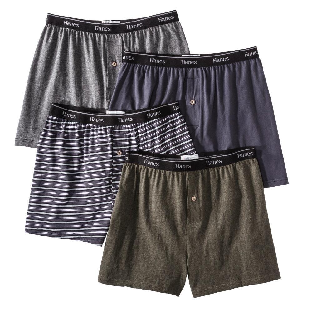 Hanes Premium Mens 4pk Knit Boxers - Gray 2XL Product Image