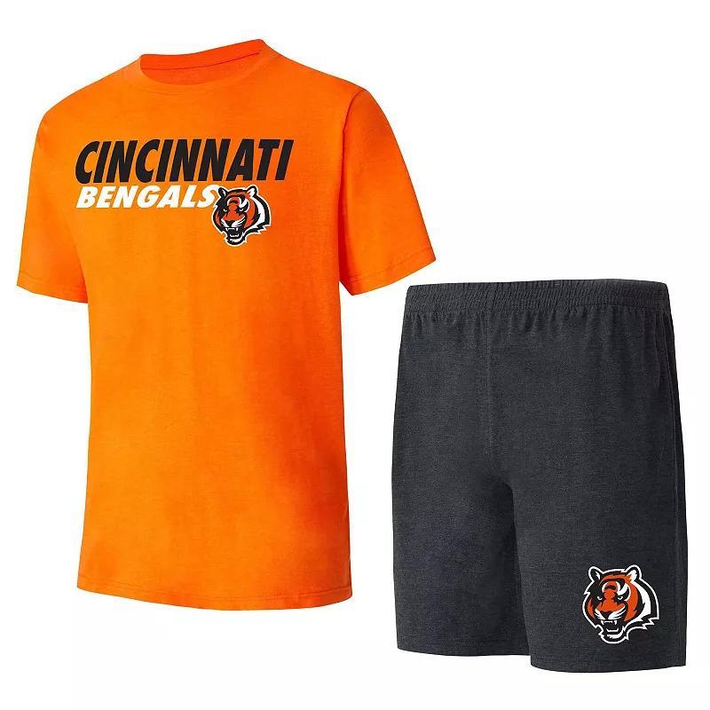 Mens Concepts Sport /Orange Cincinnati Bengals Meter T-Shirt & Shorts Sleep Set Product Image