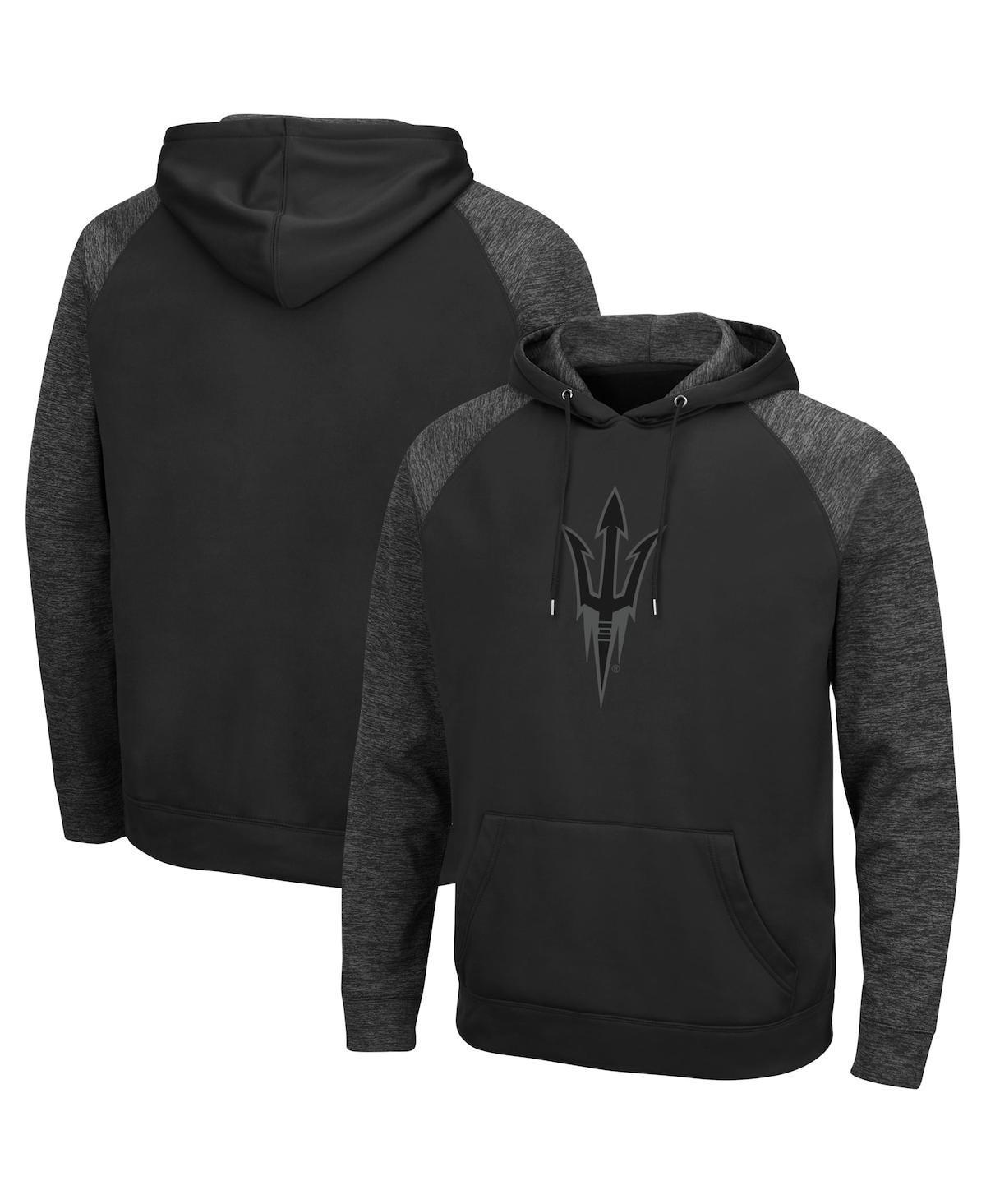 Mens Colosseum Black Arizona State Sun Devils Blackout 3.0 Tonal Raglan Pullover Hoodie Product Image