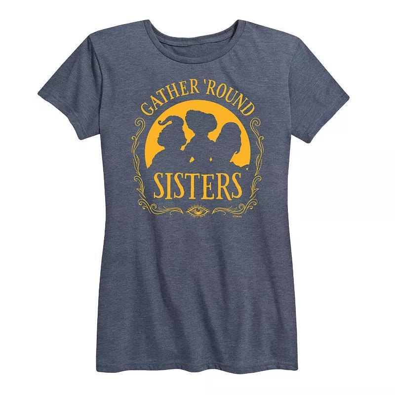 Disneys Hocus Pocus Womens Gather Round Sisters Graphic Tee, Girls Grey Gray Product Image