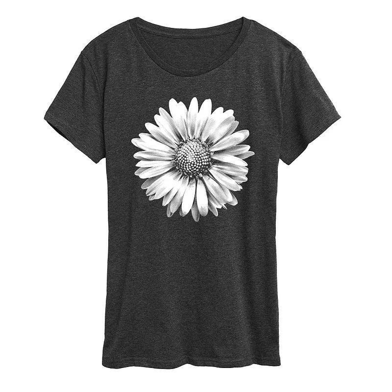 Instant Message Womens Womens Tee Shirts HEATHER - Heather Charcoal & White Daisy Relaxed-Fit Tee - Women & Plus Product Image