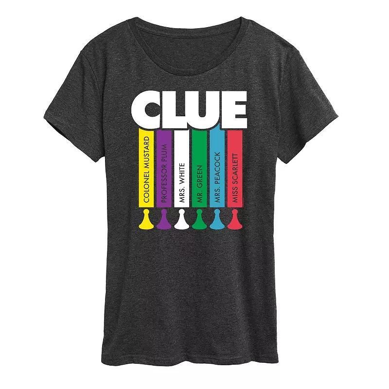 Womens Clue Logo Characters Graphic Tee Heather Grey Product Image