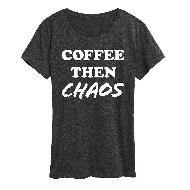 Womens Coffee Then Chaos Graphic Tee Red Product Image