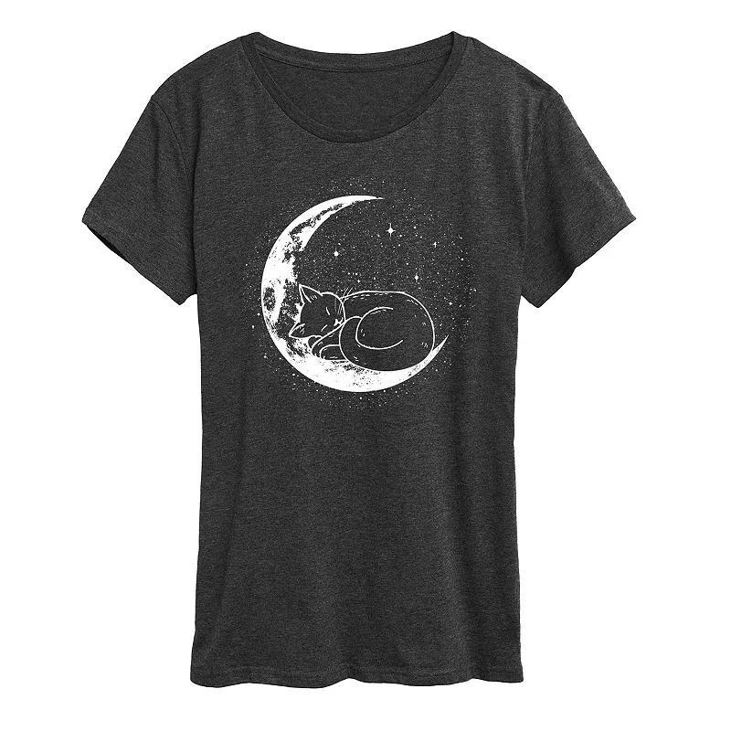 Womens Cat Nap Moon Graphic Tee Blue Product Image