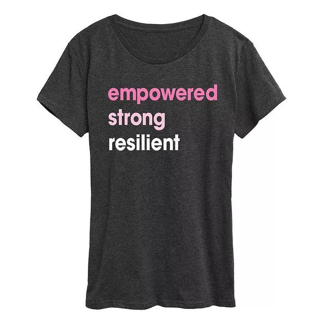 Womens Empowered Strong Resilient Graphic Tee Heather Grey Product Image