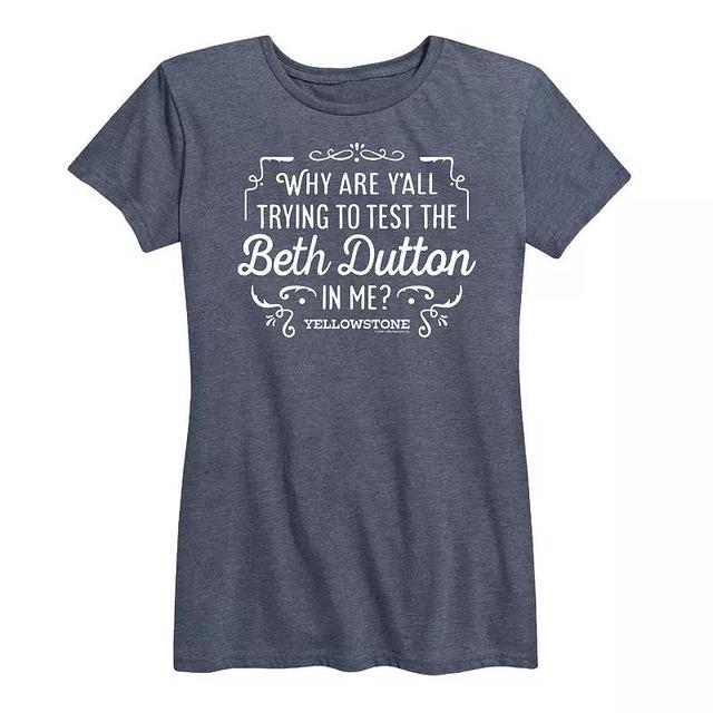 Womens Yellowstone Trying To Test Graphic Tee, Girls Heather Grey Product Image