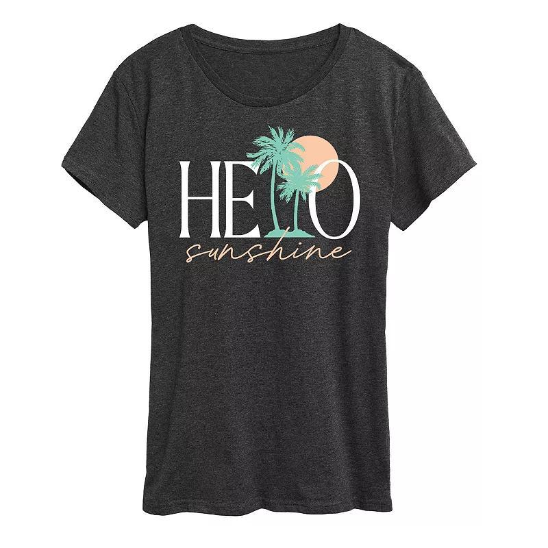 Womens Hello Sunshine Palms Graphic Tee Blue Product Image