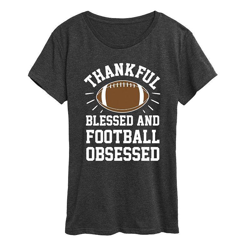 Womens Football Obsessed Graphic Tee Med Blue Product Image