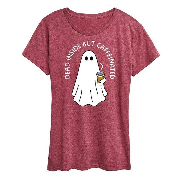 Womens Dead Inside Caffeinated Ghost Graphic Tee Grey Wine Product Image