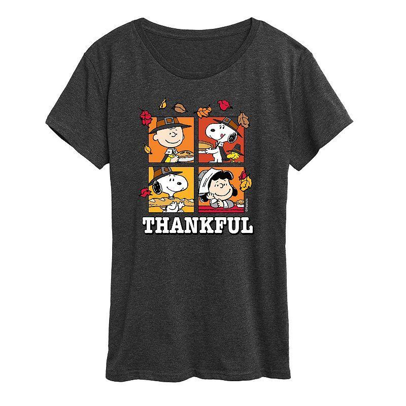 Womens Peanuts Thankful Graphic Tee Green Product Image