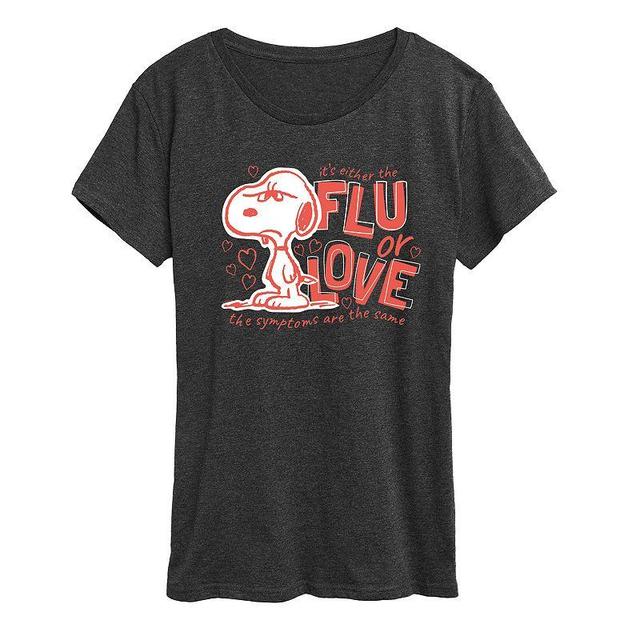 Womens Peanuts Snoopy Flu Or Love Graphic Tee Product Image