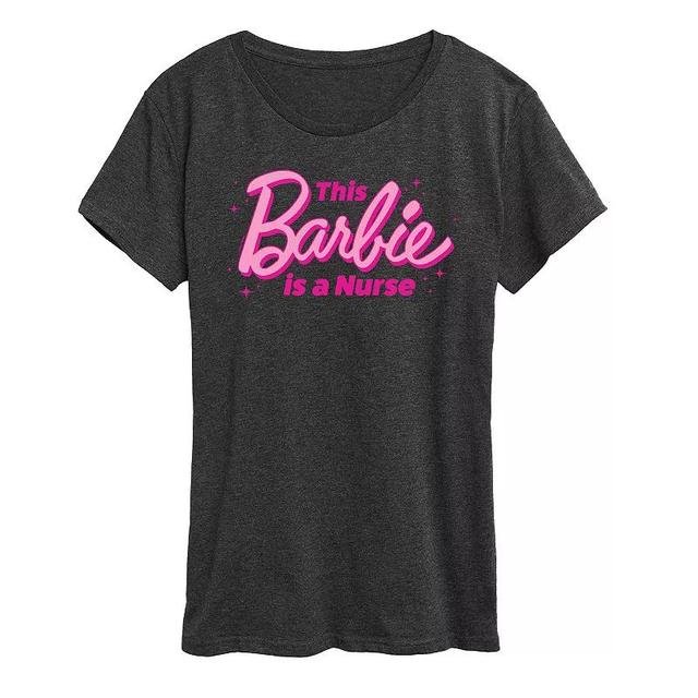 Womens Barbie This Barbie Is A Nurse Graphic Tee, Girls Heather Grey Product Image