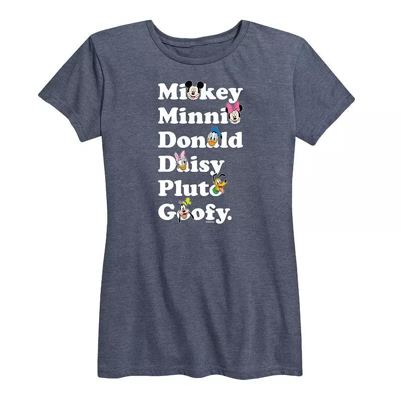 Disneys Mickey Mouse & Friends Womens Graphic Tee Grey Royal Blue Product Image