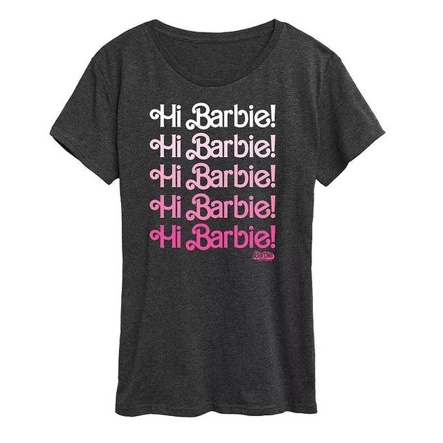 Womens Barbie The Movie Hi Barbie Graphic Tee, Girls Heather Grey Product Image