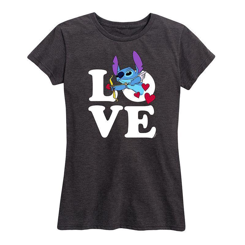 Disneys Lilo & Stitch Womens Love Cupid Graphic Tee Blue Product Image