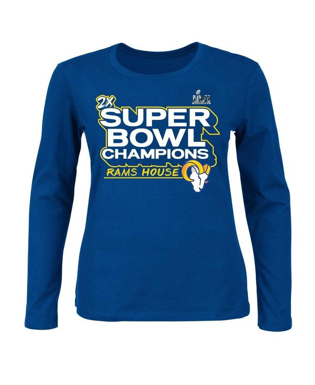 Womens Fanatics Royal Los Angeles Rams Super Bowl Lvi Champions Parade Long Sleeve Scoop Neck Plus Size T-shirt Product Image