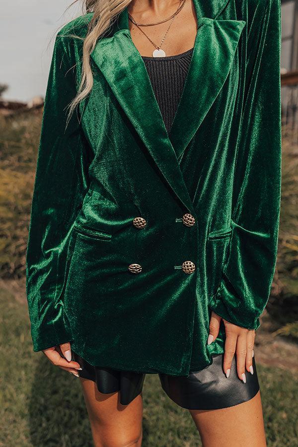 Luxe Lane Velvet Blazer In Hunter Green Product Image