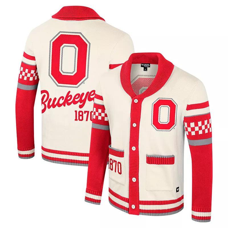 Womens Colosseum Cream Ohio State Buckeyes Wild Collective Button-Up Jaquard Sweater Product Image