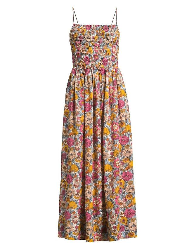 Womens Carmen Smocked Floral Maxi Dress Product Image