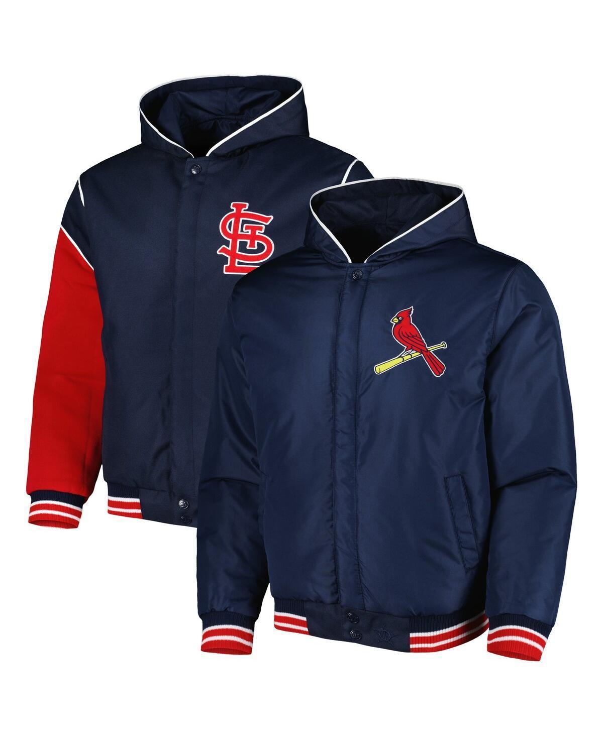 Mens JH Design St. Louis Cardinals Reversible Fleece Full-Snap Hoodie Jacket Blue Product Image