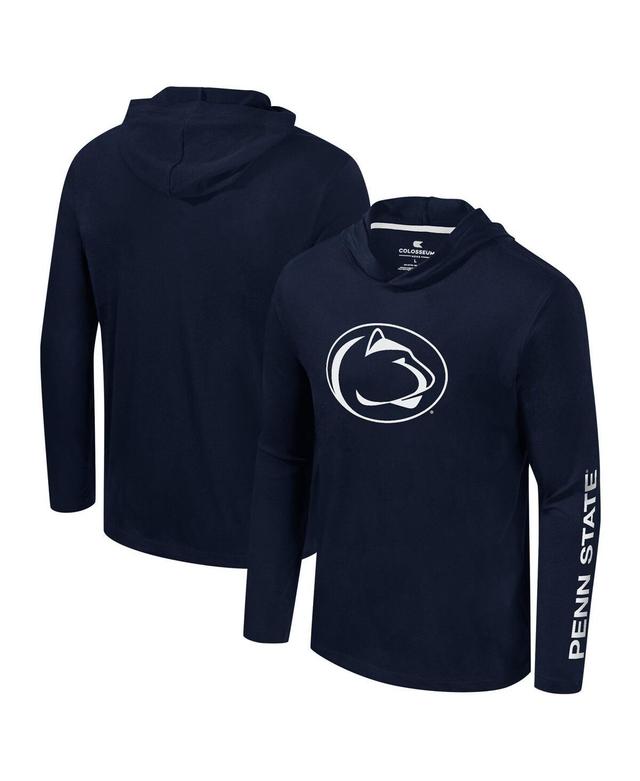 Colosseum Mens Navy Penn State Nittany Lions Logo Lockup Active Blend Long Sleeve T-Shirt Hoodie Product Image