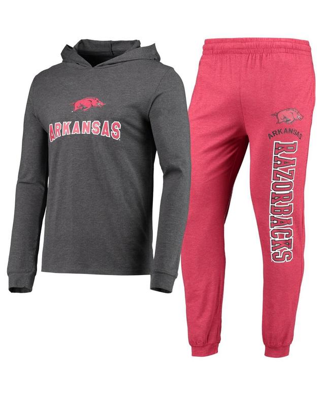 Mens Concepts Sport Cardinal Arkansas Razorbacks Meter Long Sleeve Hoodie T-shirt and Jogger Pajama Set - Cardinal, Heather Charcoa Product Image