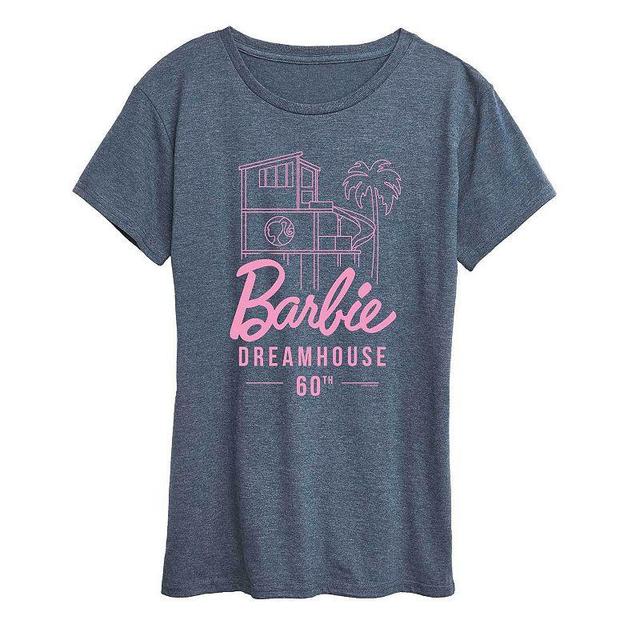 Womens Barbie Dreamhouse 60th Graphic Tee, Girls Grey Blue Product Image