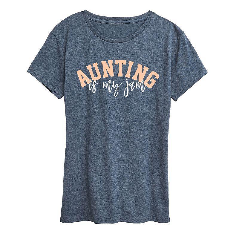 Plus Aunting Is My Jam Graphic Tee, Womens Grey Blue Product Image