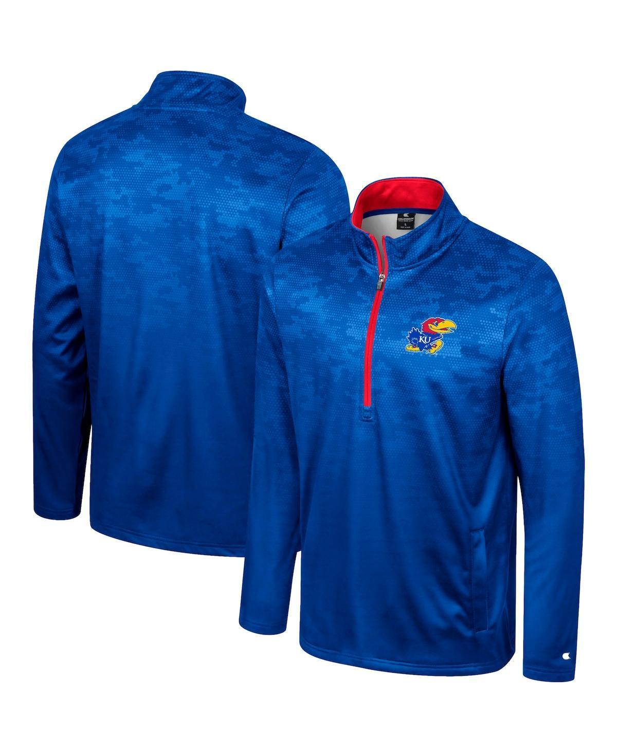 Mens Colosseum Royal Kansas Jayhawks The Machine Half-Zip Jacket Product Image