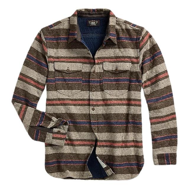 Striped Double Cloth Workshirt Brown Multi Product Image