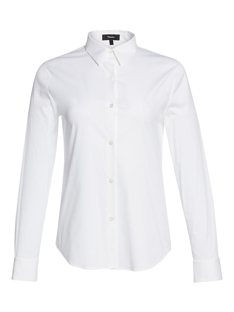 Theory Tenia Cotton Blend Blouse Product Image