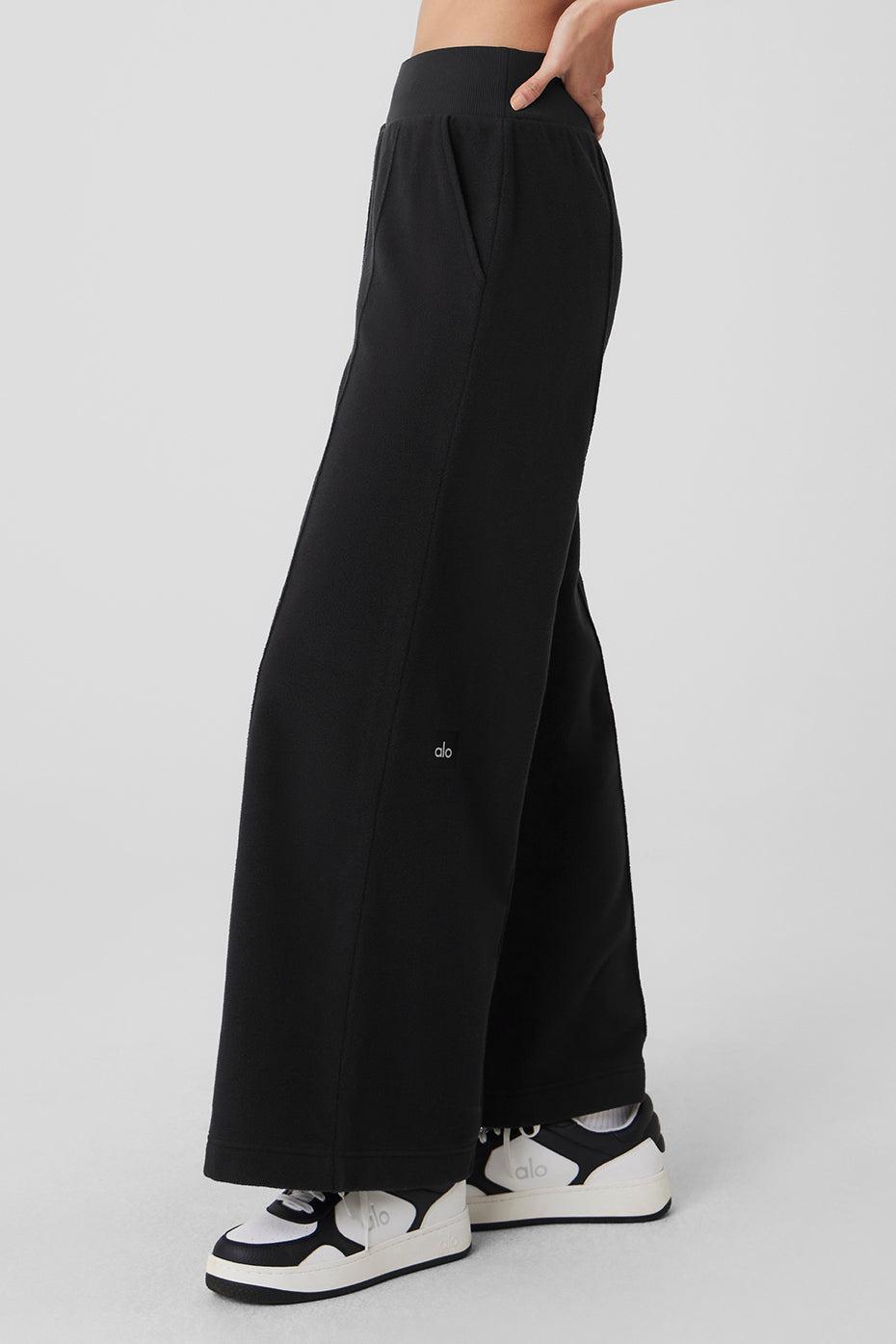 Polar Fleece High-Waist Snowdrift Wide Leg Pant - Black Female Product Image