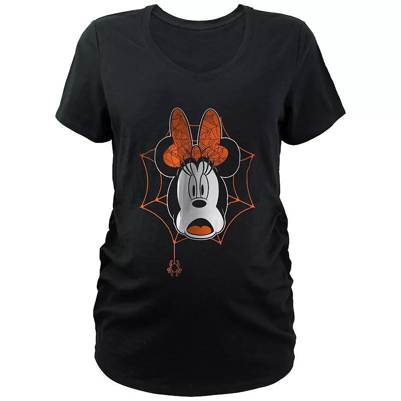 Disneys Minnie Mouse Scared Spider Webs Maternity Graphic Tee, Womens Product Image