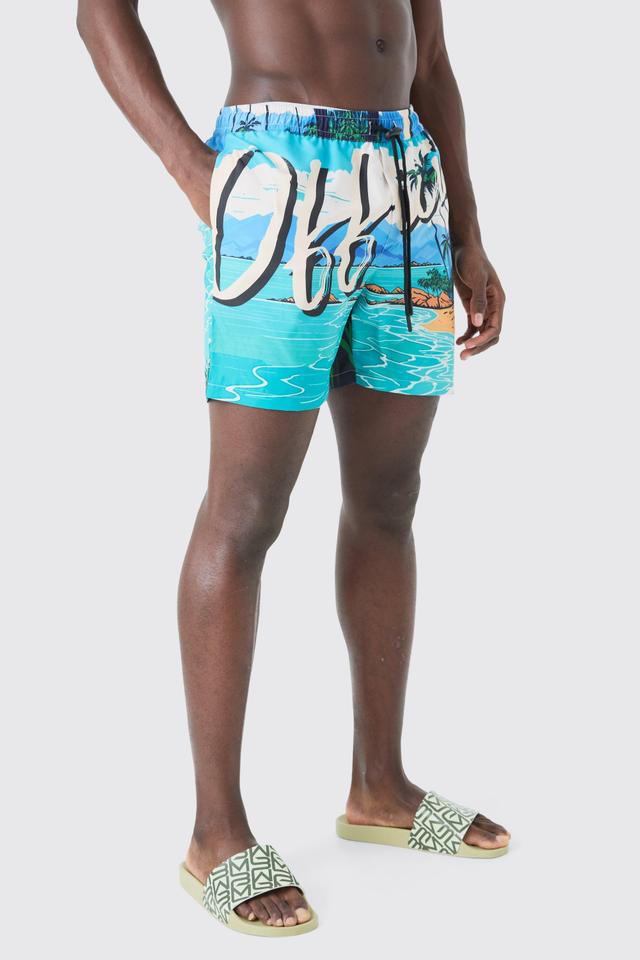 Mid Length Beach Swim Short | boohooMAN USA Product Image