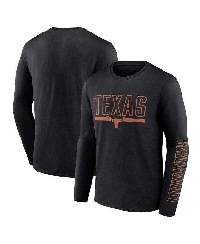 Mens Profile Black Texas Longhorns Big and Tall Two-Hit Graphic Long Sleeve T-shirt Product Image