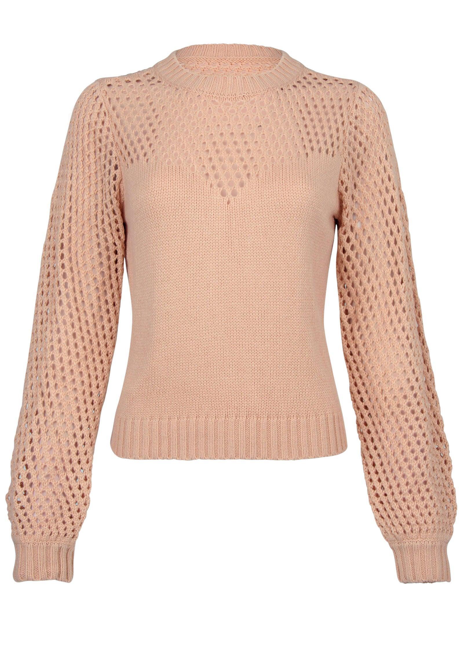 Open Knit Pointelle Sweater - Evening Sand Product Image