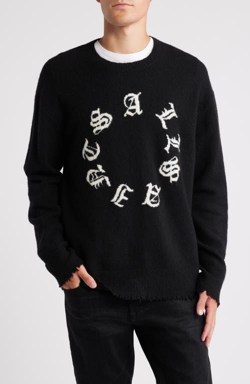 ALLSAINTS Scripture Relaxed Fit Logo Sweater In Black Product Image