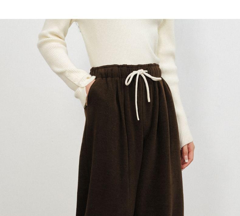 Drawstring Waist Plain Wide Leg Pants Product Image