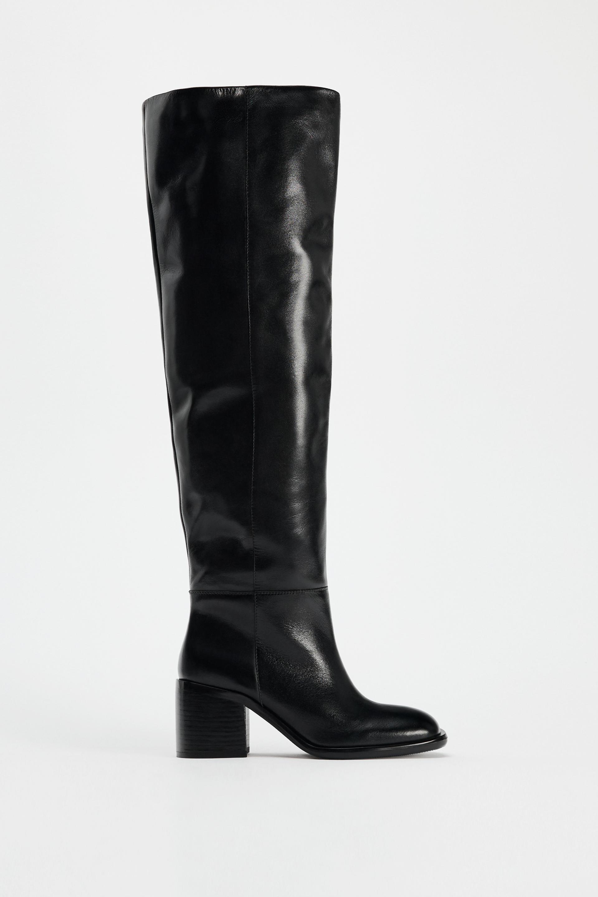 MID CALF LEATHER BOOTS Product Image