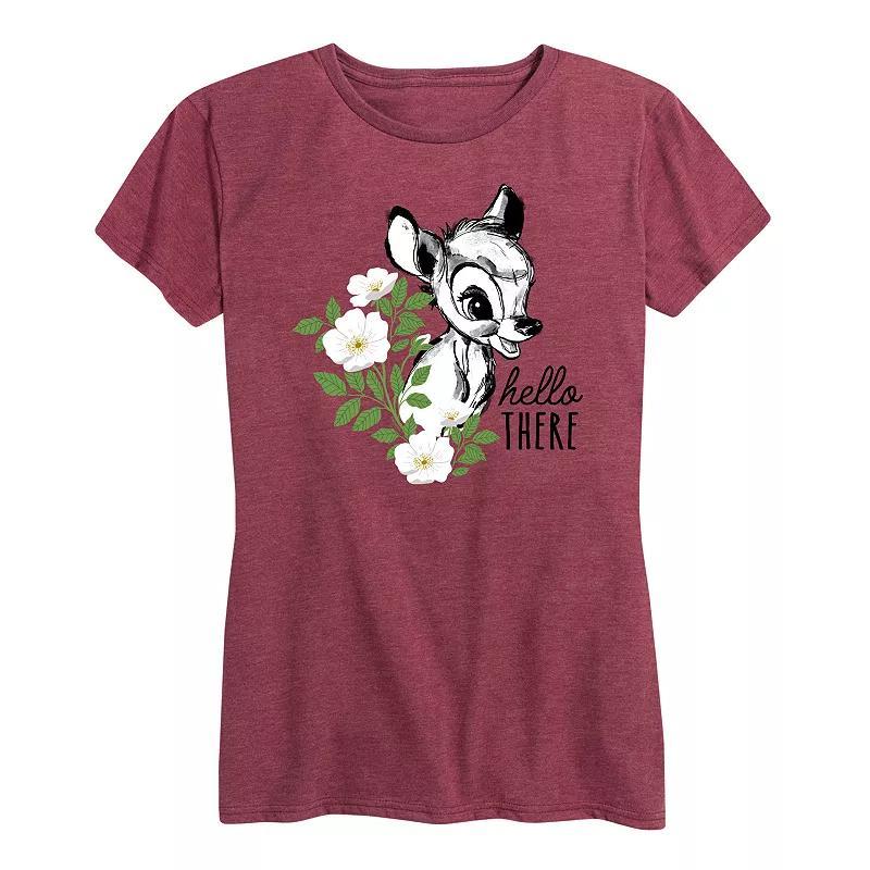 Disneys Bambi Womens Hello There Graphic Tee Grey Gray Product Image