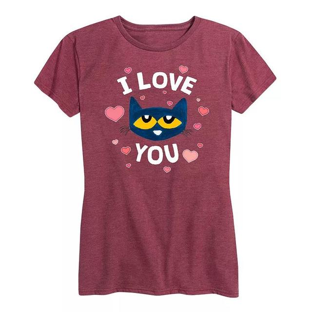 Womens Pete The Cat I Love You Pete Face Graphic Tee Grey Gray Product Image