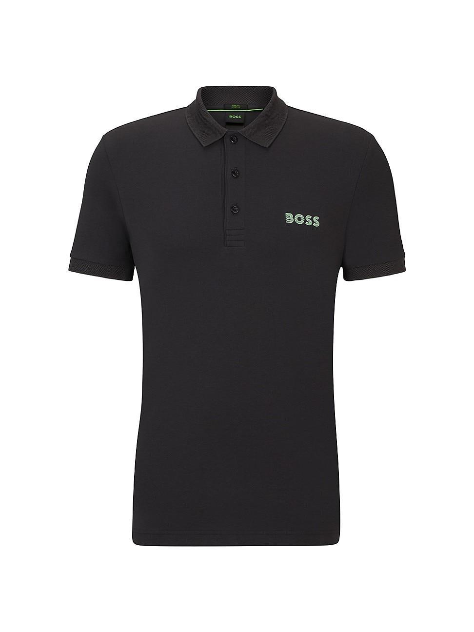 Mens Slim Fit Polo Shirt with Mesh Logo Product Image