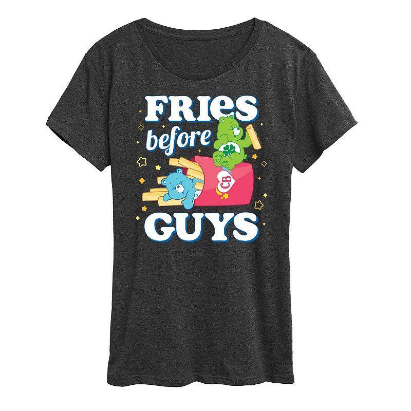 Womens Care Bears Fries Before Guys Graphic Tee Grey Gray Product Image