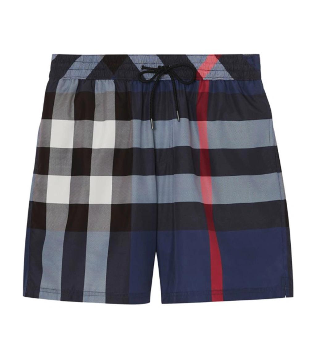 BURBERRY Large Check-printed Swim Shorts In Carbon Blue Product Image