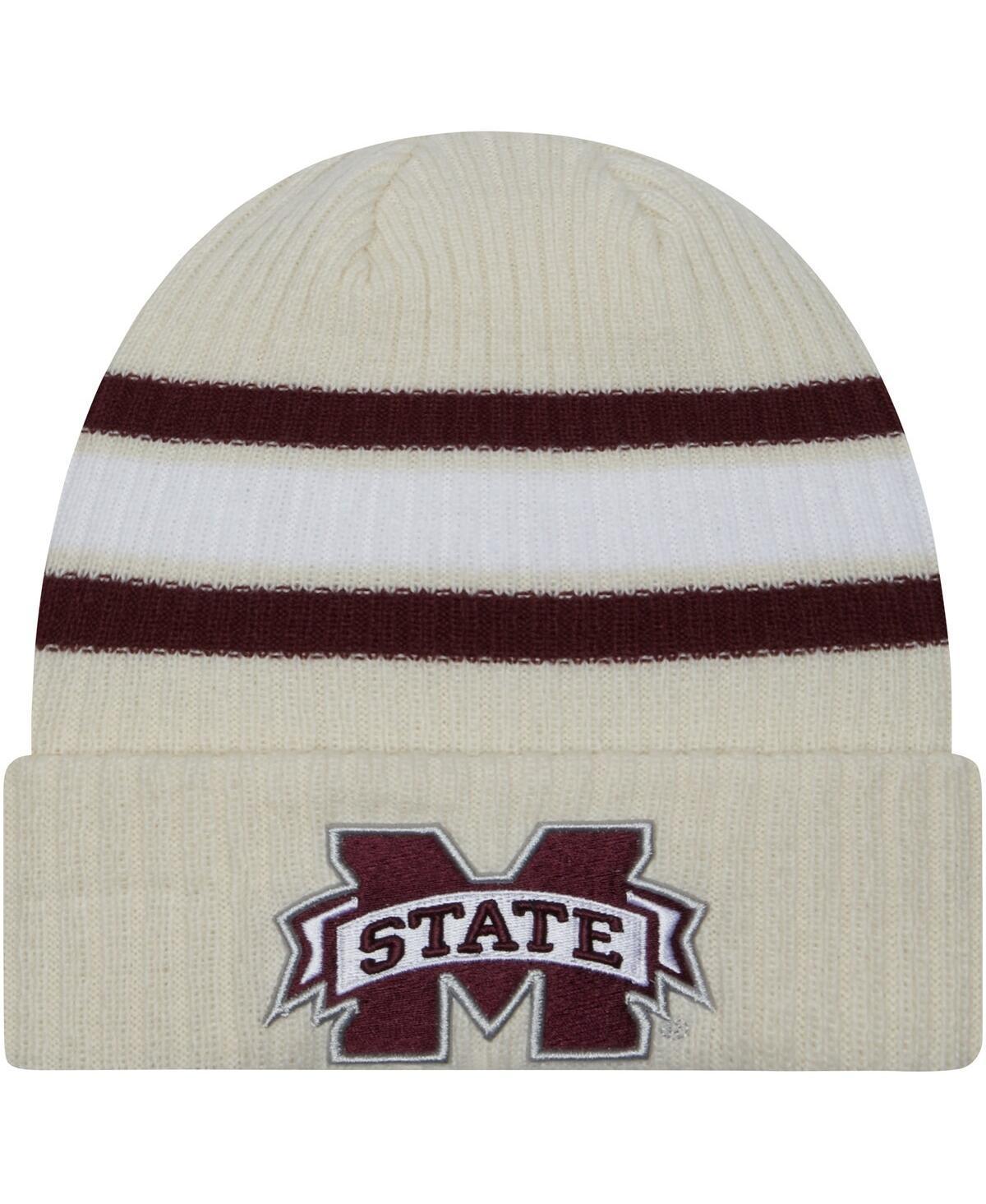 Mens New Era Cream Mississippi State Bulldogs Vintage Cuffed Knit Hat Product Image