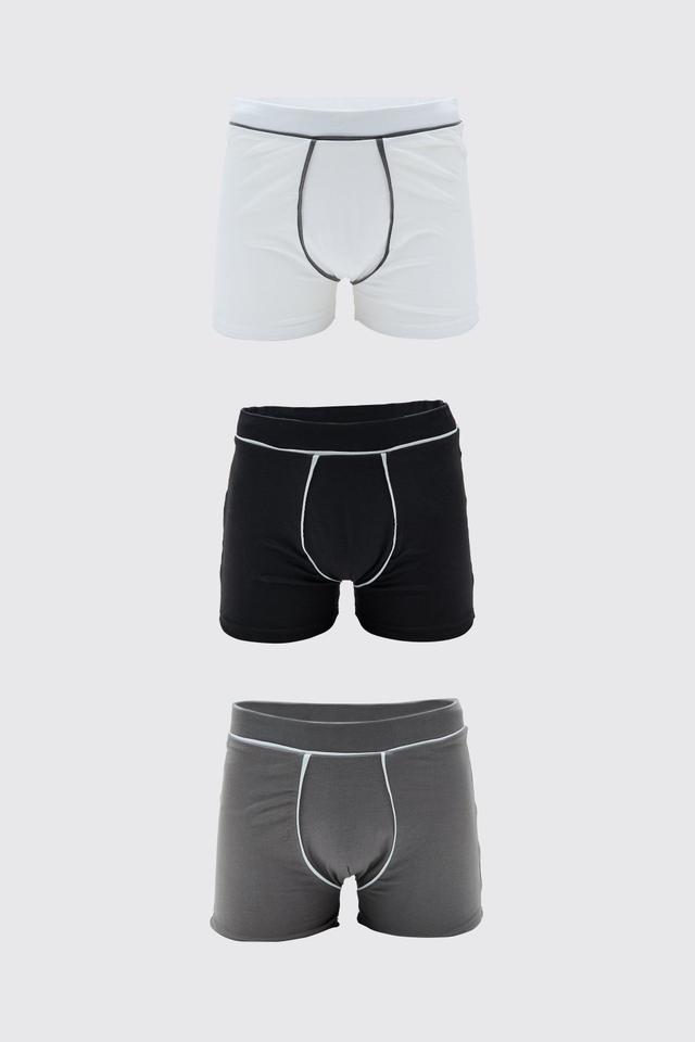 3 Pack Contrast Piping Boxers | boohooMAN USA Product Image