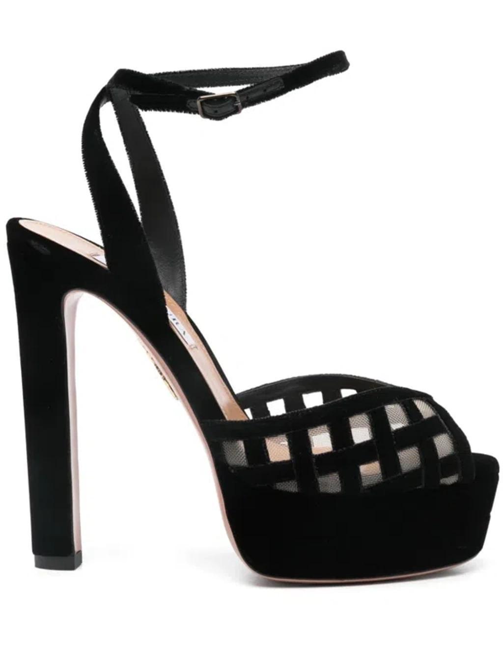 AQUAZZURA Romance Plateau 130 Sandals Black Product Image