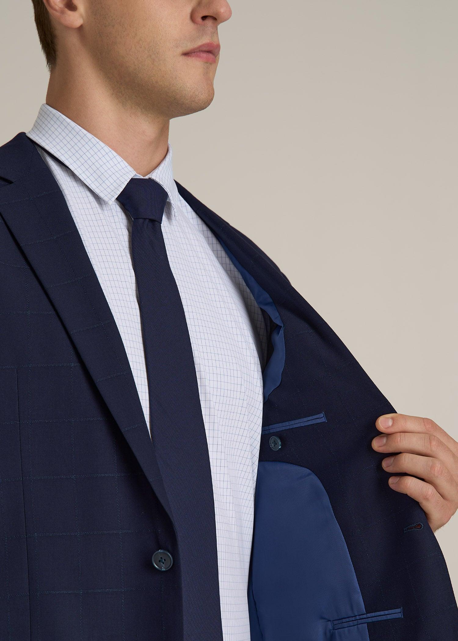 Suit Jacket for Tall Men in Blue Windowpane Male Product Image