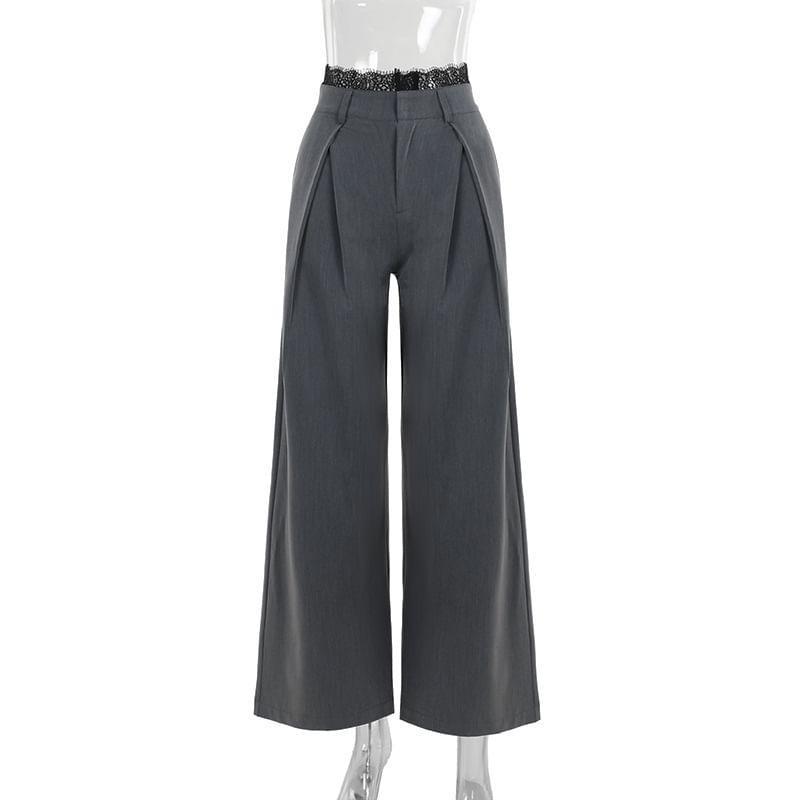 High Rise Plain Wide Leg Dress Pants Product Image